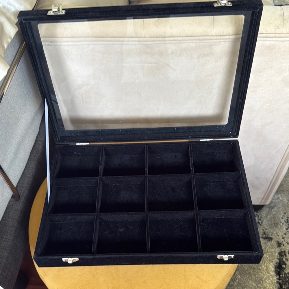 Black Jewelry Organizer with Sleek Design and Hidden Compartments